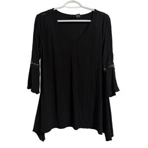 New Directions Black Women’s Size Large Long Sleeve Shirt Blouse Top Lightweight